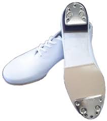 White Clogging Shoes With Stainless Steel Taps